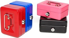Elegant Blue Metal Cash Box with Key Lock – Perfect for Coins and Valuables