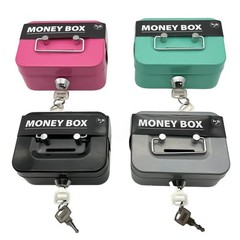 Small Cash Box with Money Tray and Lock, Metal Cash Lock Box with Key