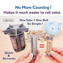 5-In-1 Coin Sorter Tube with Coin Wrappers Easy Coin Counter Organizer Roller fo