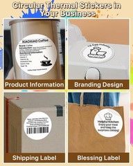 3 Inch (76.2mm x 76.2mm) Round Thermal Printer Label Stickers Self-Adhesive C…