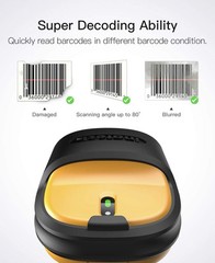 Inateck Barcode Scanner, Wireless Scanner, 2.4 GHz Adapter, 2600mAh Battery