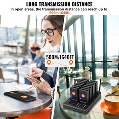 VEVOR Restaurant Wireless Pager System 16 Call Coasters Guest Queuing Calling
