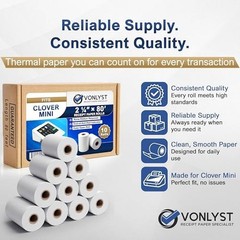 Thermal Receipt Paper Rolls 2 1/4” x 80’ BPA Free for POS & Credit Card Machines