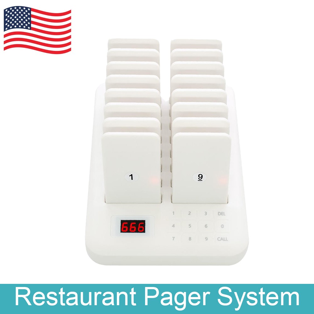 Wireless Paging System 16 Coaster Pager Waiter Call System 433MHz for Restaurant