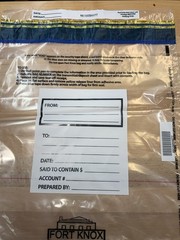 Fort Knox Deposit Bags 75ct. #630-15124 15” X 20” Clear W/pocket Tamper Evident