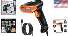 Durable Handheld USB Barcode Scanner with Built-in Light & 3 Scanning Modes