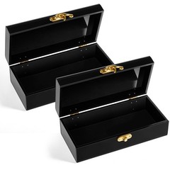 Beeveer 2 Pcs Acrylic Lockable Cash Box Organizer Money Holder Black