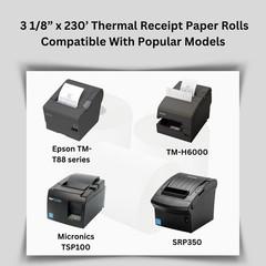 3 1/8” x 230’ Thermal Receipt Paper Rolls – BPA Free – Credit Card Paper – Po…