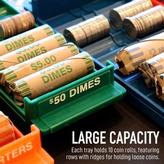 Rolled Coin Storage Organizer 5 Tray Set with Ridges for Loose Coins | Dollar…