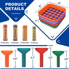 Coin Sorter Trays and Counter Tubes Roller Crimp Tool with 60 Preformed Wrapper