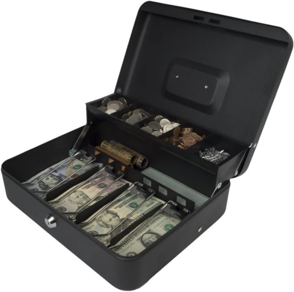 Royal Sovereign Money Handling Security LockingBox Cash Box – Tiered tray