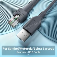 USB A to RJ45 Scanner Coiled Cable For Zebra DS4208-SR DS9208 CBA-U01-S07ZAR 3M
