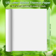 Thermal Printer Paper 8.5 X 11 Inch, US Letter Size Quick-Dry Thermal Printing P