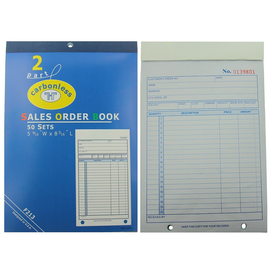Retail Sales Receipt Order Book Carbonless 2 Part Copy 20 List Rows USA SELLER