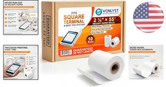 High-Quality BPA-Free 10 Pack of Square Terminal Paper Rolls – 2 1/4″ x 55′