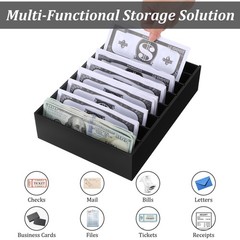 2 Pack Money Organizer for Cash Black Acrylic Money Holder with Removable Div…