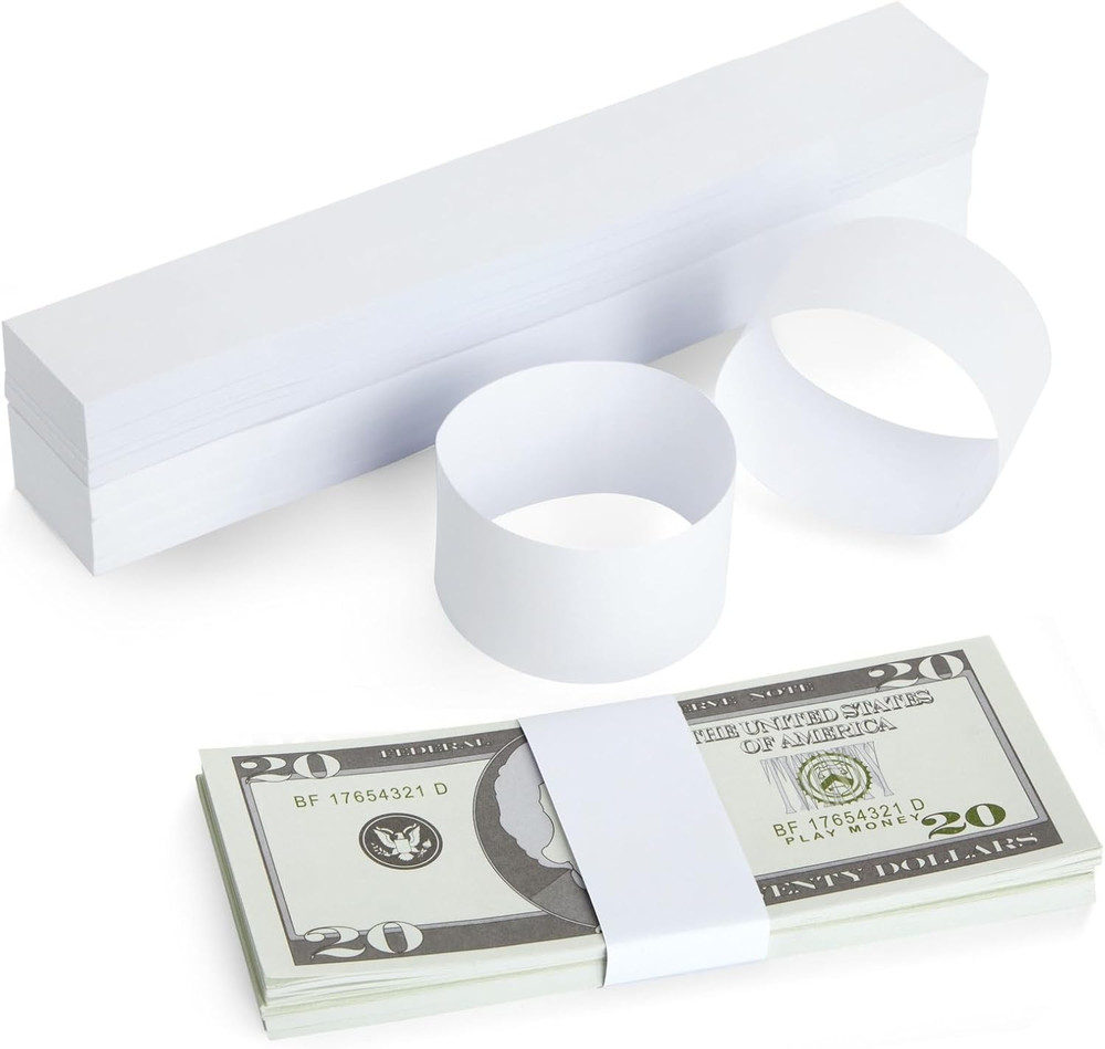 Money Bands Cash Wrappers Customizable Blank Currency Multipurpose 300 Pack