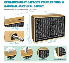 Money Saving Challenge Box Cash Vault Wooden Savings Box Cash Saver $500 $10000
