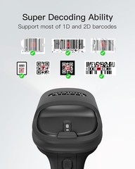 Inateck 2D Wireless Bluetooth Barcode & QR Code Scanner w/ AI APP & SD