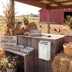 Durable Metal Cash Box with Key Lock – Ideal for Self-Serve Stands, White Finish