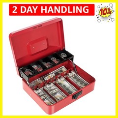 Cash Box with Money Tray and Combination Lock Metal Money Box for Cash Tiered…