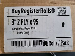 9 Rolls BuyRegisterRolls 3″ 2 Ply x 95′ Carbonless POS Kitchen Paper White