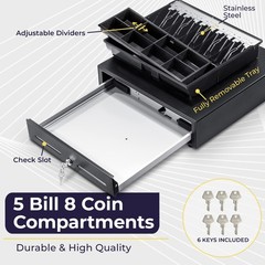 Volcora 16 Manual Push Open Cash Register Drawer for Point of Sale (POS) System,