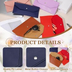 2Pcs PU Leather Envelope Wallet Money for Women Men,Brown/Blue