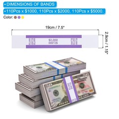 Currency Band Bundles, 330 Packs Purple/Brown/Yellow