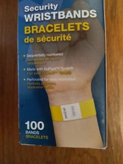 Securix Security Wristbands 100 Yellow Sequentially Numbered Cosco Red 100