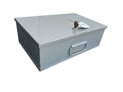 Vintage 80’s Steel Safe Cash Deposit Box with Key 12.5x8x4.5in
