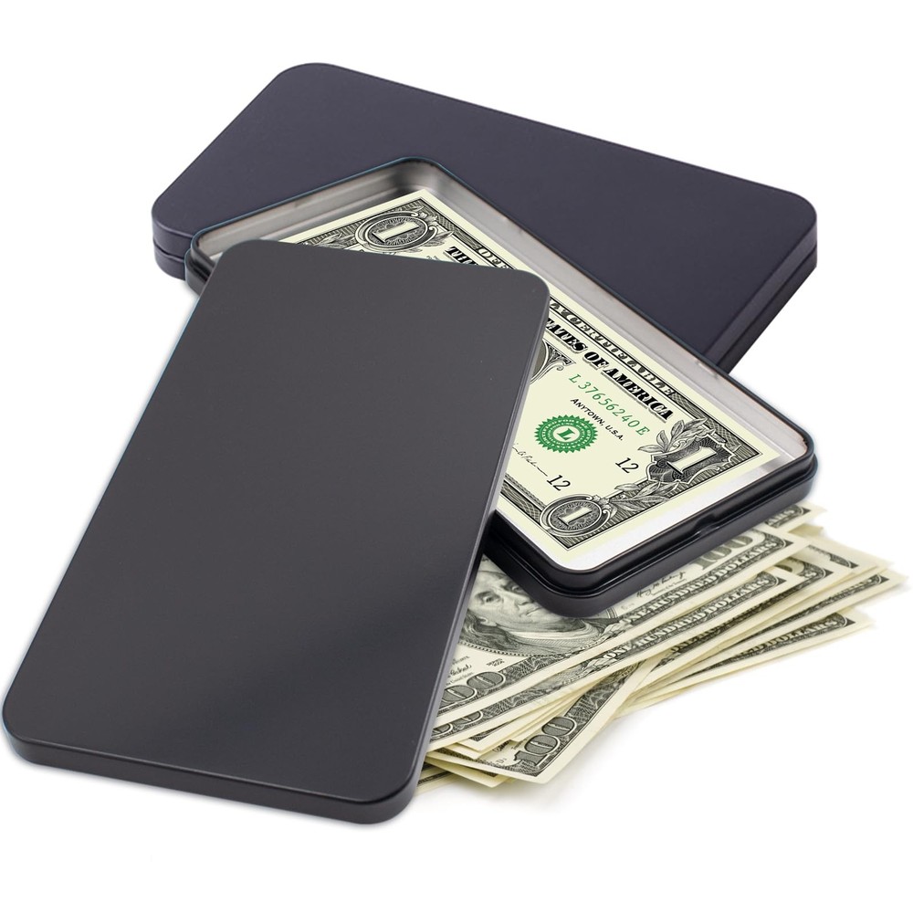 2 PCS Black Metal Cash Box – Single Row 6.7 x 3.54 x 0.6 inches, 2PCS