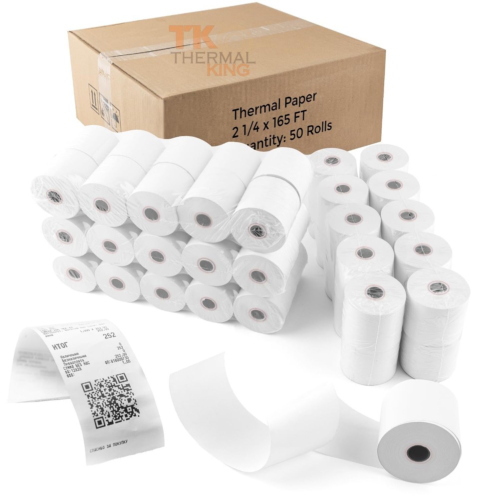 TK Thermal King, 50 Rolls 2 1/4″ x 165′ Thermal Paper, POS Receipt Paper for …