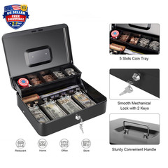 Cash Box with Money Tray and Key Lock, Saving Lock Box with Money Tray Storage f