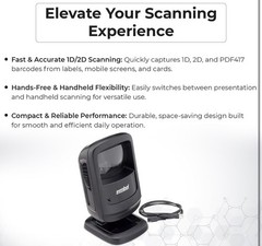 DS9208 Zebra 1D/2D Hands-Free Barcode Scanner, High-Speed Digital Scanning