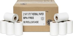 50 Rolls of Thermal Paper 2 1/4” by 70′ Verifone VX520 First Data FD400 Nurit 8