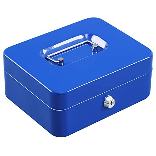 Cash Box with Money Tray and Key Lock for Supermarket School Lockers, Medium