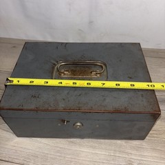 Vintage ASCO Art Steel Co New York Drab Metal Safe Deposit Box Patina No Key