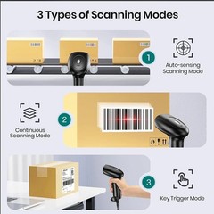 Anyeast Barcode Scanner W/Stand 2D 1D QR Code USB Wired Automatic 3Moudles POS