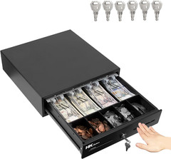Heavy Duty 13″ Manual Cash Drawer with Removable Till & Slots – Black