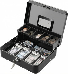 Locking Cash Box With Money Tray Key Lock Safe Box For Storage Cash Coins Bills