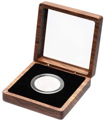 COSISO Single Walnut Wood Challenge Coin Presentation Small, Black Inner