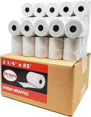 (50 Rolls) 2 1/4 X 85 Thermal Paper Receipt Rolls 2.25 X 85 Ft, 55 GSM Premium Q