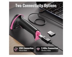 Tera Barcode Scanner Wireless 1D Laser Cordless Barcode Reader 5100 Pink