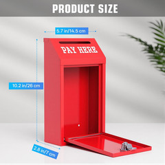 Locking Cash Box with Slot, Metal Money Donation Box with Lock and 4 Keys Wall M