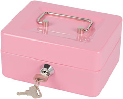 Small Cash Box with Money Tray and Lock, Metal Cash Lock Box with Key, Petty Cas