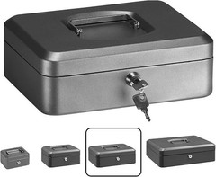 Cash Box with Tray 8 Liter Grey Steel Key Lock Portable For Money