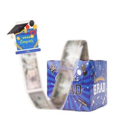 Graduation Cash Gift Box Money Holder Surprise Pull Out 50 Bags DIY Blue