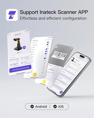 Inateck 2D Bluetooth Barcode Scanner AI Wireless QR Code W/ Smart Charging Base