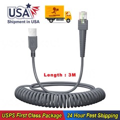 3M USB A to RJ45 Coiled Cable For Zebra DS6878 DS9808 DS6707 DS6700 DS6708